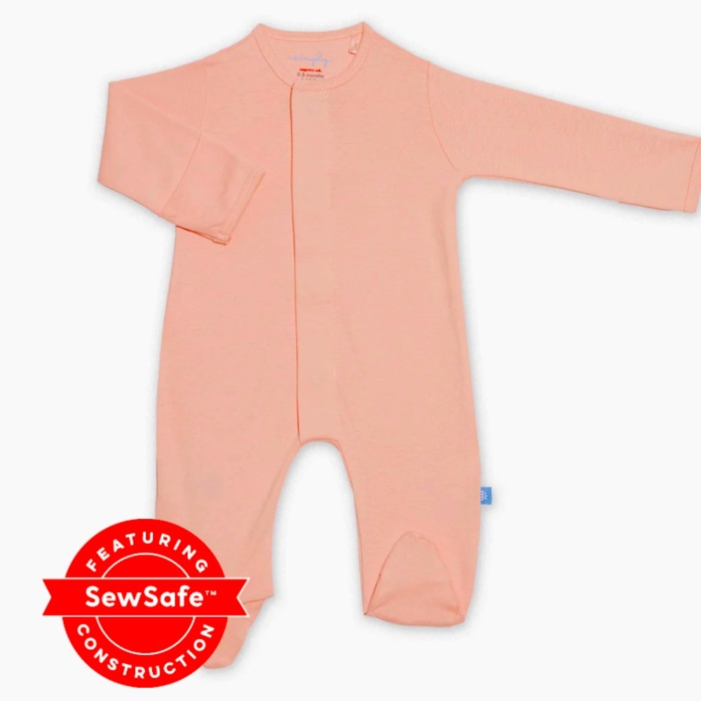 Magnetic Me Coral Pink Organic Cotton Footie Multiple Sizes newborn 3 6 9 months